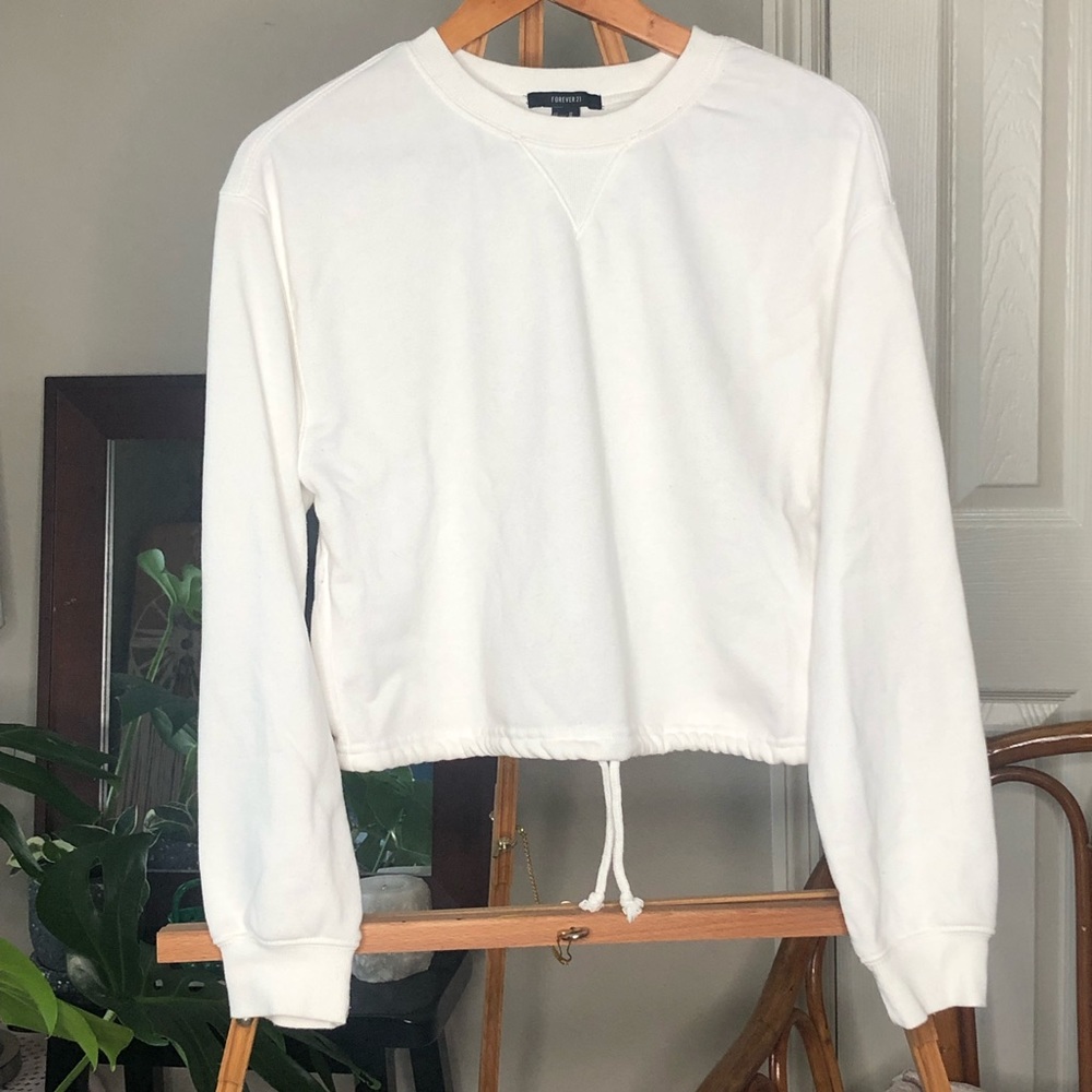 Forever 21 cropped crew neck with drawstring